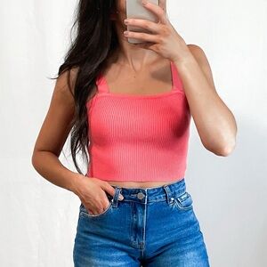 🛍️ NEW Boutique Coral Ribbed Crop Tank Top